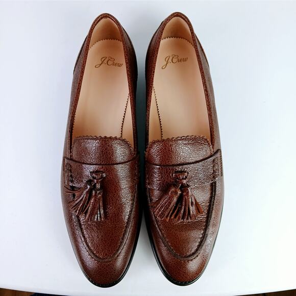 J.Crew Women's SZ 10.5 Crackled Leather Academy Loafers With Tassels NWOB - Picture 7 of 10